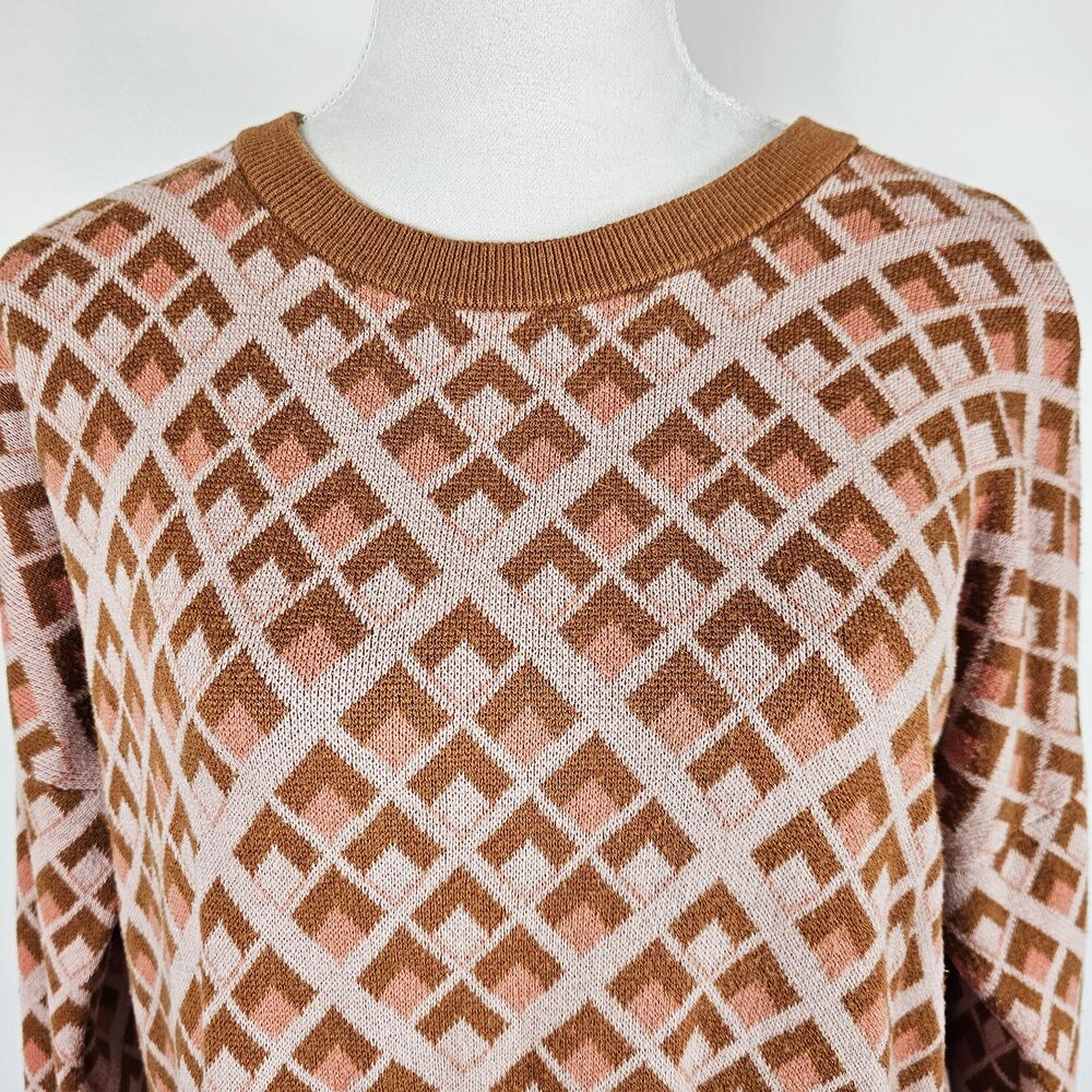 A New Day Pink and Brown Geometric XXL Sweater - Picture 5 of 6